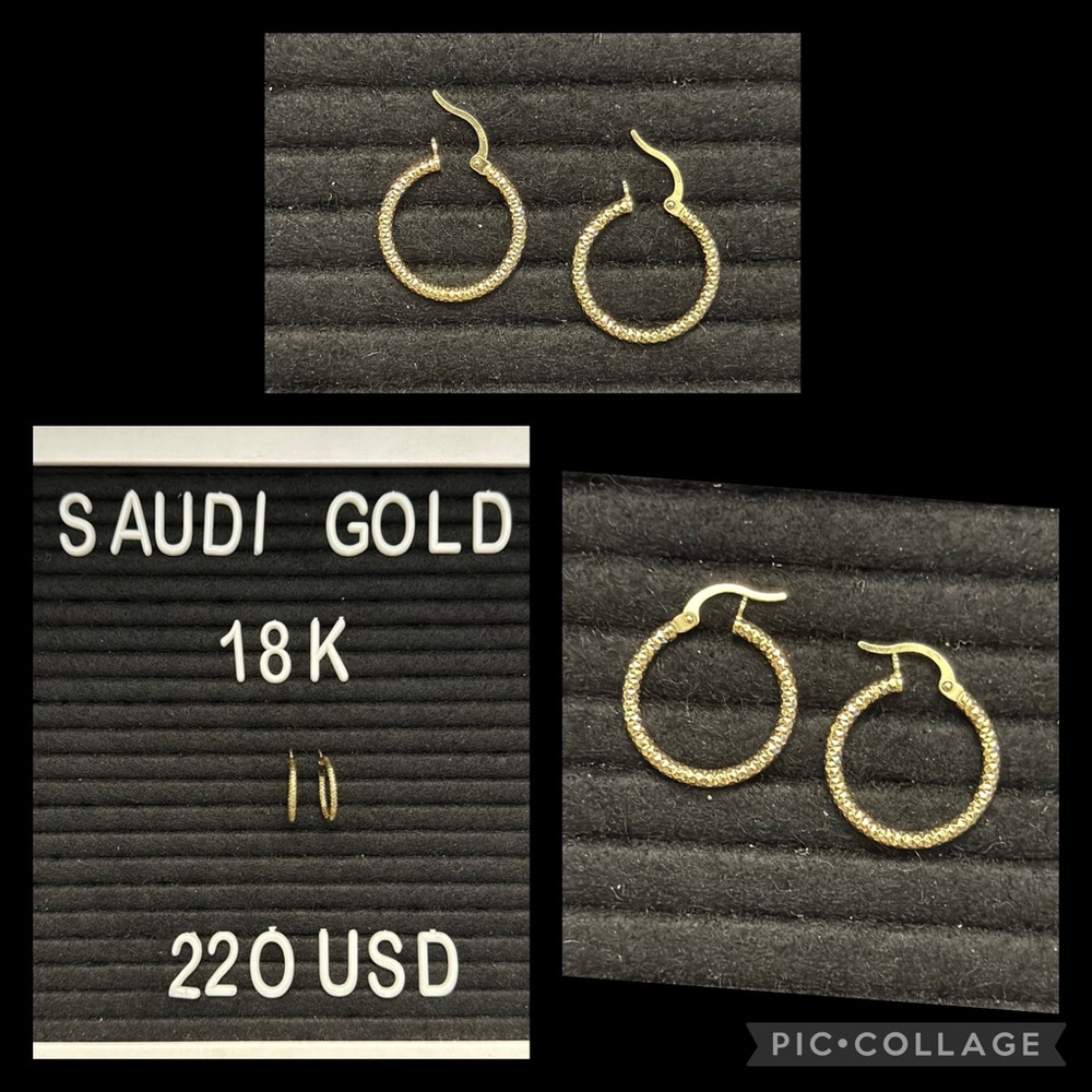 18K SAUDI GOLD HOOPS EARRINGS